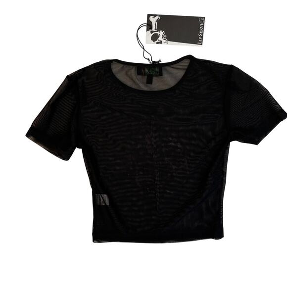 Lip Service Womens Small Gothic Mesh Sheer Top Steampunk Y2K Punk Grunge TAGS - Picture 2 of 7